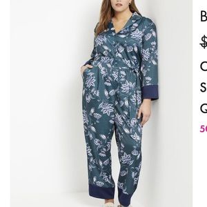 Eloquii Block Print Collar Jumpsuit